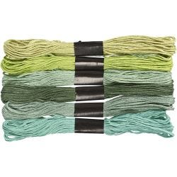 Broderitråd, tykkelse 1 mm, grønn, 6 bunt/ 1 pk.