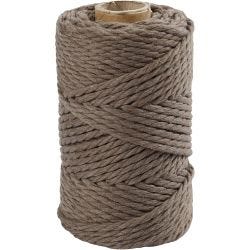 Macramè-rep, L: 55 M, dia. 4 mm, lys brun, 330 g/ 1 rl.