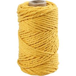 Macramè-rep, L: 55 M, dia. 4 mm, gul, 330 g/ 1 rl.