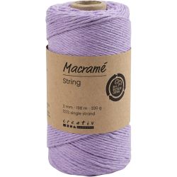 Macramè-Snor, L: 198 M, dia. 2 mm, lilla, 330 g/ 1 rl.