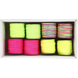 Knyttesnor, tykkelse 1 mm, neon grønn, neon pink, neon gul, neonmix, 8x28 m/ 1 pk.