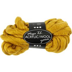 XL Kjempegarn av Akryl/Ull, L: 15 M, str. mega, mørk gul, 300 g/ 1 nst.