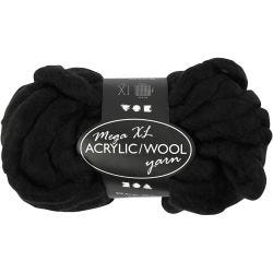 XL Kjempegarn av Akryl/Ull, L: 15 M, str. mega, svart, 300 g/ 1 nst.
