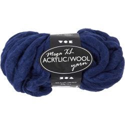 XL Kjempegarn av Akryl/Ull, L: 15 M, str. mega, mørk blå, 300 g/ 1 nst.