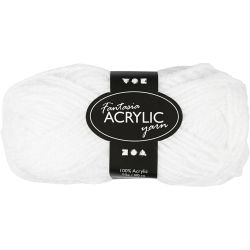 Fantasia Akrylgarn, L: 80 M, hvit, 50 g/ 1 nst.