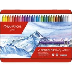 CARAN D’ACHE Neocolor II, klassesett, L: 10 cm, tykkelse 8,5 mm, ass. farger, 40 ass./ 1 pk.