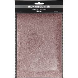 Strykestoff, A5, ark 148x210 mm, glitter, lys rød, 1 ark