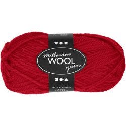 Melbourne Wool Yarn, L: 92 M, rød, 50 g/ 1 nst.