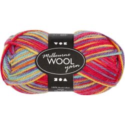 Melbourne Wool Yarn, L: 92 M, multicolour, 50 g/ 1 nst.