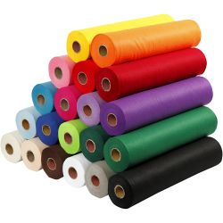 Hobbyfilt, B: 45 cm, tykkelse 1,5 mm, 180-200 g, ass. farger, 20x5 m/ 1 pk.