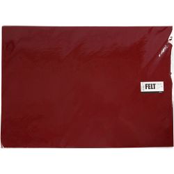 Hobbyfilt, ark 42x60 cm, tykkelse 3 mm, gml. rød, 1 ark