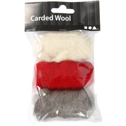 Kardet Ull, rød/hvit harmoni, 3x10 g/ 1 pk.
