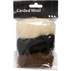 Kardet Ull, ass. farger, 3x10 g/ 1 pk.