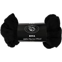 Merino Wol, dikte 21 my, zwart, 100 gr/ 1 doos