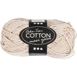 Cotton Yarn, no. 8/8, L: 80-85 M, sand, 50 g/ 1 ball