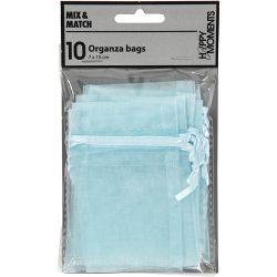 Organzapose, str. 7x10 cm, lys blå, 10 stk./ 1 pk.