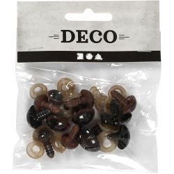 Bamseøyne og -snuter, dia. 10+12,5+15 mm, str. 15+25 mm, 12 ass./ 1 pk.