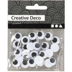 Bevegelige Øyne, uten lim, dia. 12 mm, 30 stk./ 1 pk.