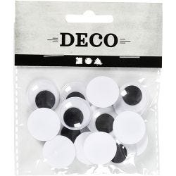 Bevegelige Øyne, uten lim, dia. 20 mm, 16 stk./ 1 pk.