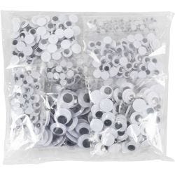 Bevegelige Øyne, uten lim, dia. 6-20 mm, 1100 ass./ 1 pk.