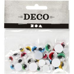 Rulleøyne, uten lim, dia. 8-12 mm, 36 ass./ 1 pk.