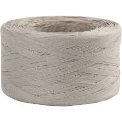 Raffia Papirgarn, B: 7-8 mm, lys grå, 100 m/ 1 rl.