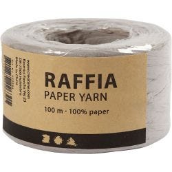 Papier Raffia Garen, B: 7-8 mm, lichtgrijs, 100 m/ 1 rol