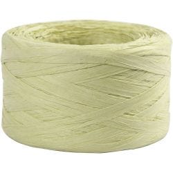 Raffia Papirgarn, B: 7-8 mm, lys grønn, 100 m/ 1 rl.