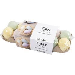 Egg, H: 6 cm, pastellfarger, 12 stk./ 1 pk.