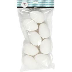 Egg, H: 8 cm, dia. 5,5 cm, hvit, 8 stk./ 1 pk.