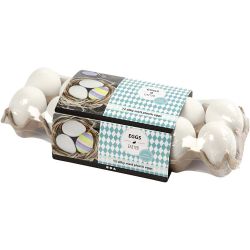 Egg, H: 6 cm, hvit, 12 stk./ 1 pk.