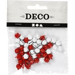 Bjeller, dia. 8 mm, rød/hvit, 50 stk./ 1 pk.