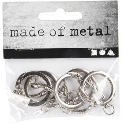 Nøkkelring med kjede, L: 6 cm, dia. 2,3 cm, 5 stk./ 1 pk.