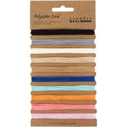 Polyester-snor, tykkelse 0,6 mm, ass. farger, 10x4 m/ 1 pk.