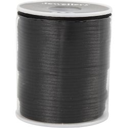 Satengsnor, tykkelse 2 mm, svart, 50 m/ 1 rl.