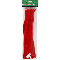 Chenille, L: 30 cm, dikte 9 mm, rood, 25 stuk/ 1 doos