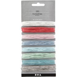 Bomullssnor, tykkelse 1 mm, pastellfarger, 8x5 m/ 1 pk.