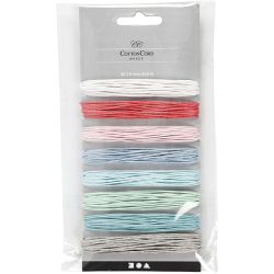 Bomullssnor, tykkelse 1 mm, pastellfarger, 8x5 m/ 1 pk.