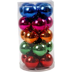 Julekule, dia. 6 cm, sterke farger, 20 stk./ 1 pk.