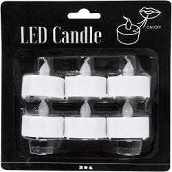 LED Telys, H: 35 mm, dia. 38 mm, 6 stk./ 1 pk.