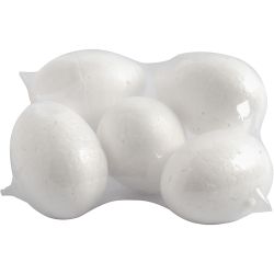 Egg, H: 6 cm, hvit, 5 stk./ 1 pk.