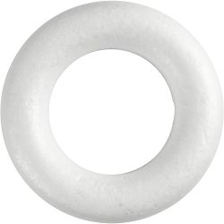 Ring med flat bakside, 20 cm, 25 mm, hvit, 1 stk.