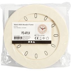 Klokke med treramme, 15 cm, 1 stk.