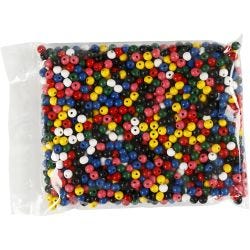 Wooden Beads Mix, dia. 8 mm, hole size 2 mm, assorted colours, 200 g/ 1 pack