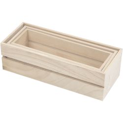 Trekasse, H: 6,5+7+7,5 cm, L: 22+23,5+25 cm, B: 7+8,5+10 cm, 3 stk./ 1 sett