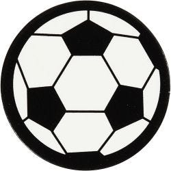 Kartongmerke, fotball, dia. 25 mm, hvit/sort, 20 stk./ 1 pk.