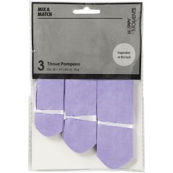 Tissue Pompons, dia. 20+24+30 cm, 16 g, purple, 3 pc/ 1 pack