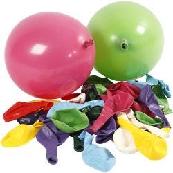 Ballonger, runde, 23 cm, ass. farger, 100stk./ 1 pk.