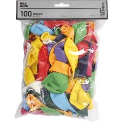 Ballonnen, rond, d 23 cm, diverse kleuren, 100 stuk/ 1 doos