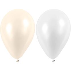 Ballonger, runde, 23 cm, hvit, perlemor, 10stk./ 1 pk.